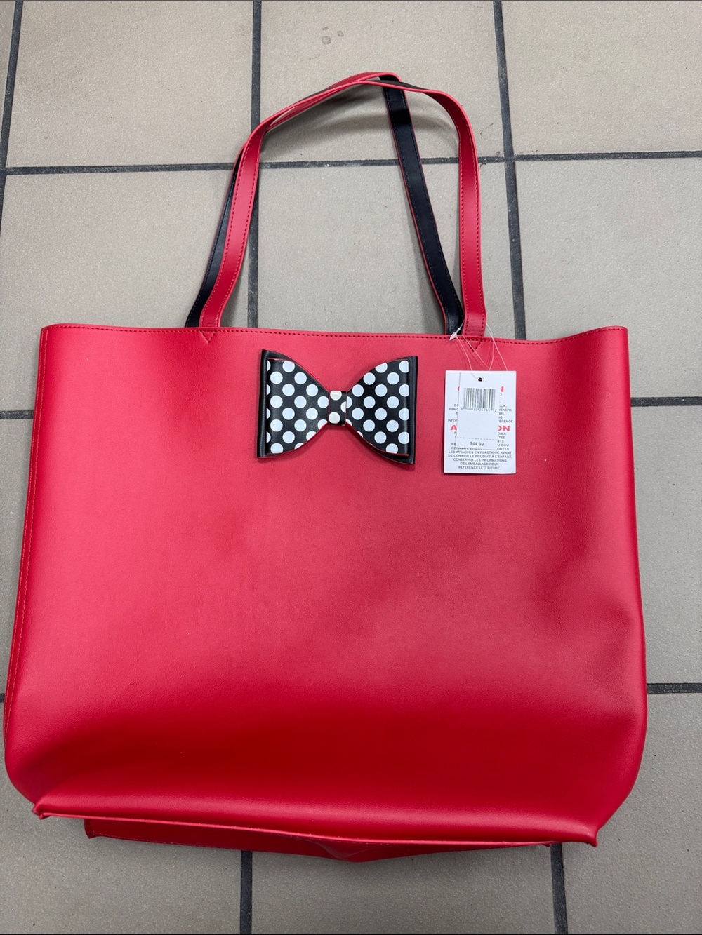 Red Women’s Tote Bag with Polka Dot Bow